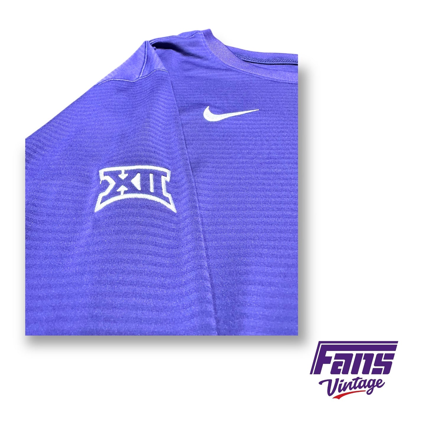 Player Exclusive TCU Nike Long Sleeve Lightweight Crewneck Pullover - Awesome Ribbed Weave Pattern