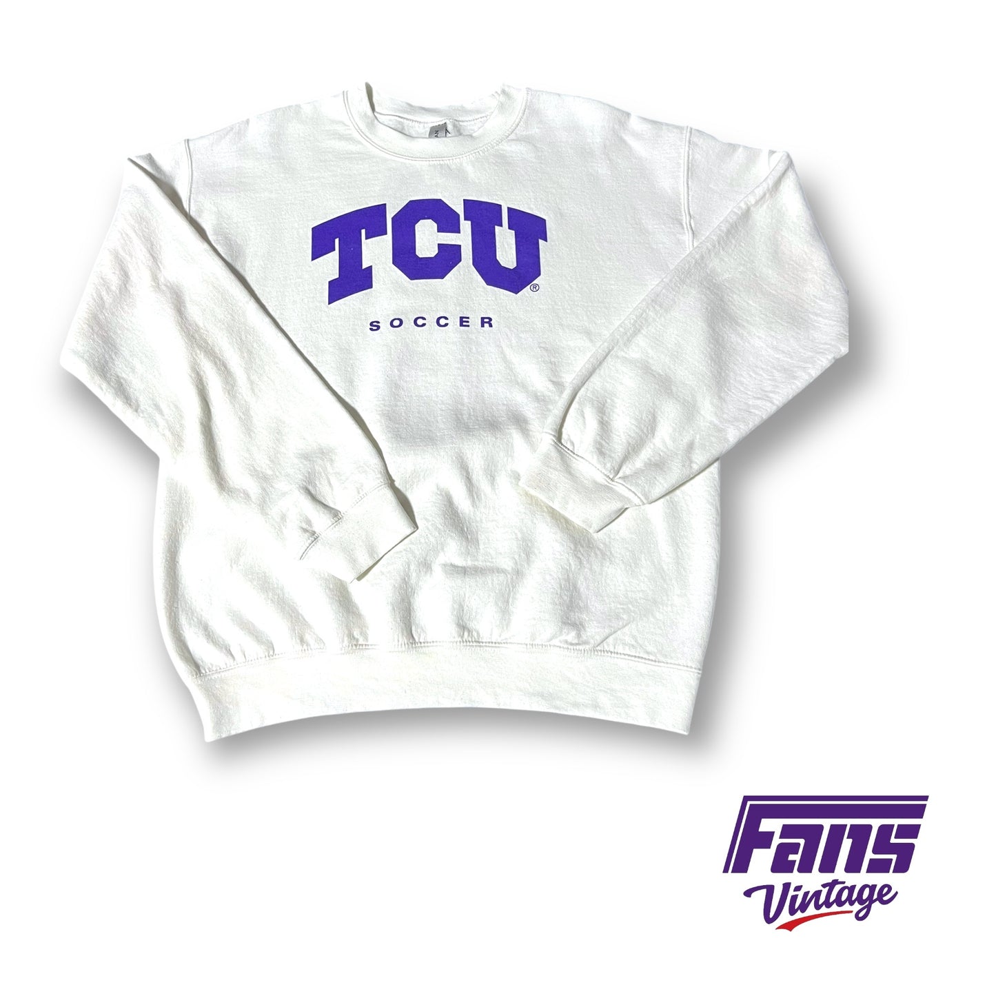 TCU Soccer White Crewneck Sweater