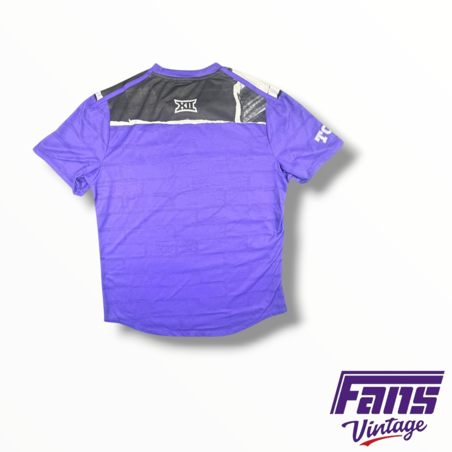 TCU Colorful Tennis Nike Warm Up Tee with Big 12 Logo on Back