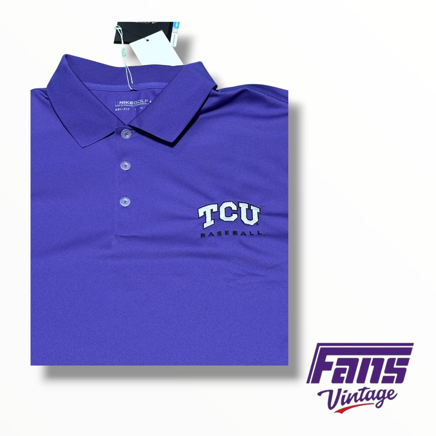 Vintage Y2K Era TCU Baseball Nike Team Issued Polo - New with Original Tags!