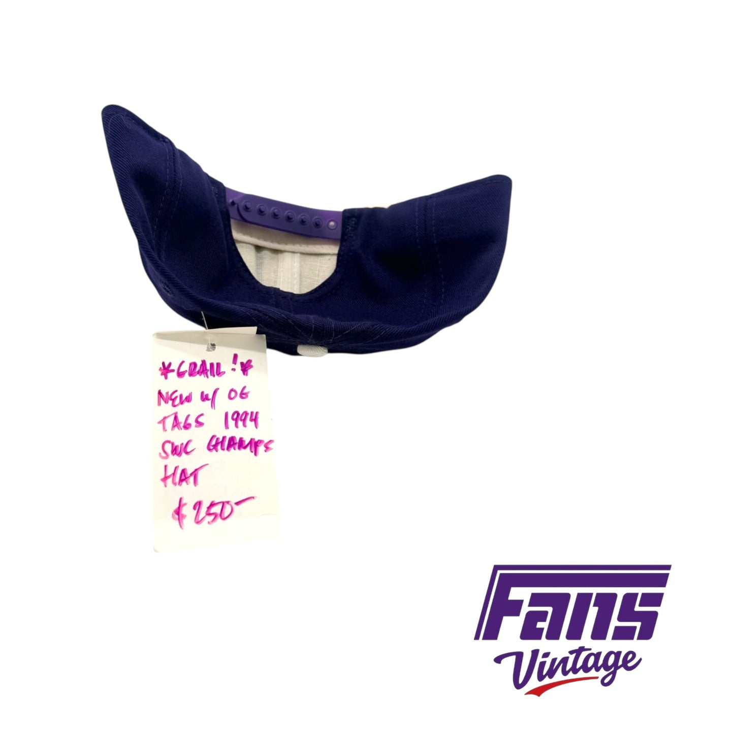 Ultra RARE! TCU Football team issued 1994 SWC champions hat with tags!