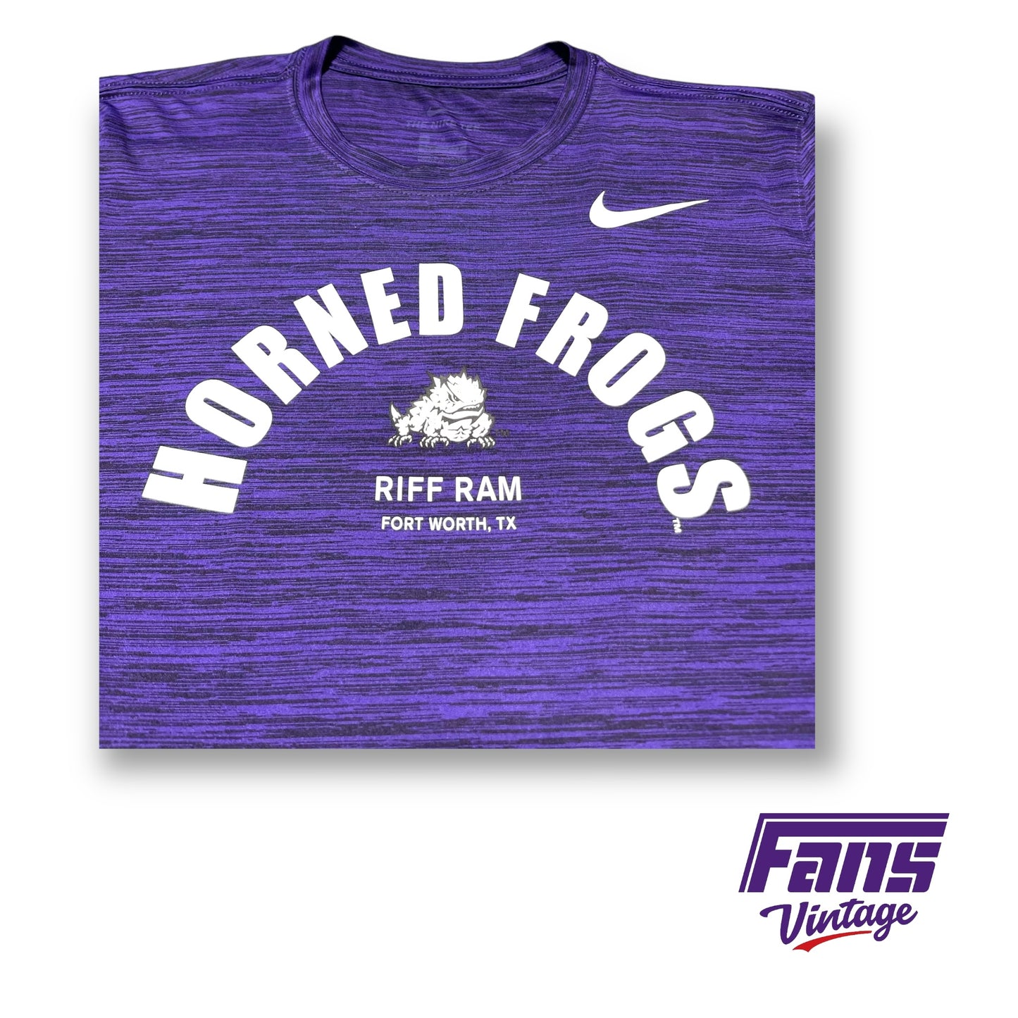 TCU Team Issue Nike Drifit Long Sleeve shirt - Purple Heather with awesome sleeve logos!