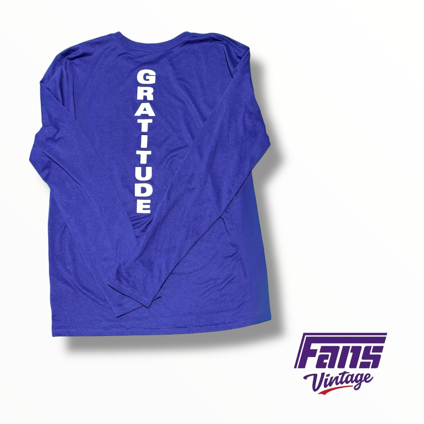 TCU Nike Volleyball Team Issued  ‘Gratitude’ Purple Long Sleeve Shirt