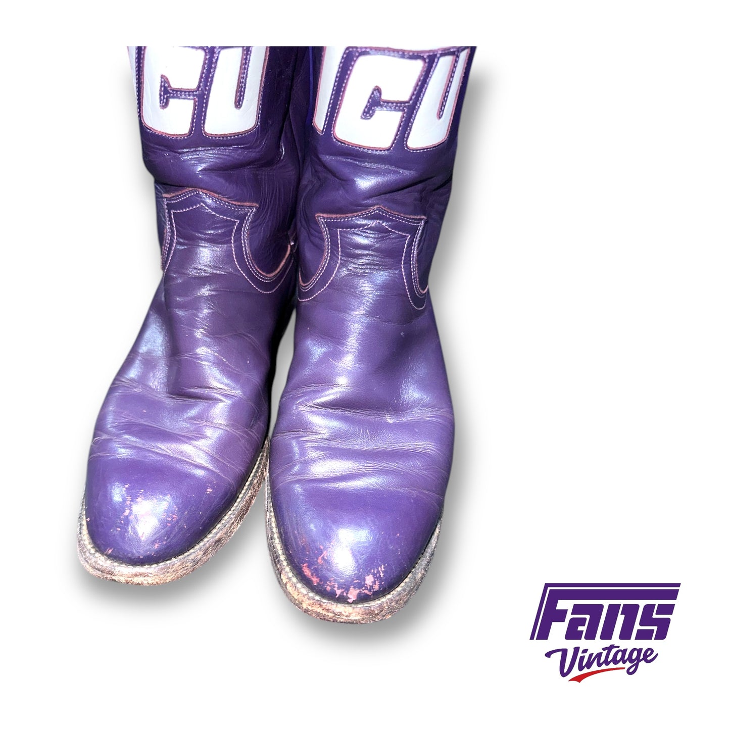 Gorgeous CUSTOM 1980s Vintage TCU Flying T Logo Justin Cowboy Boots