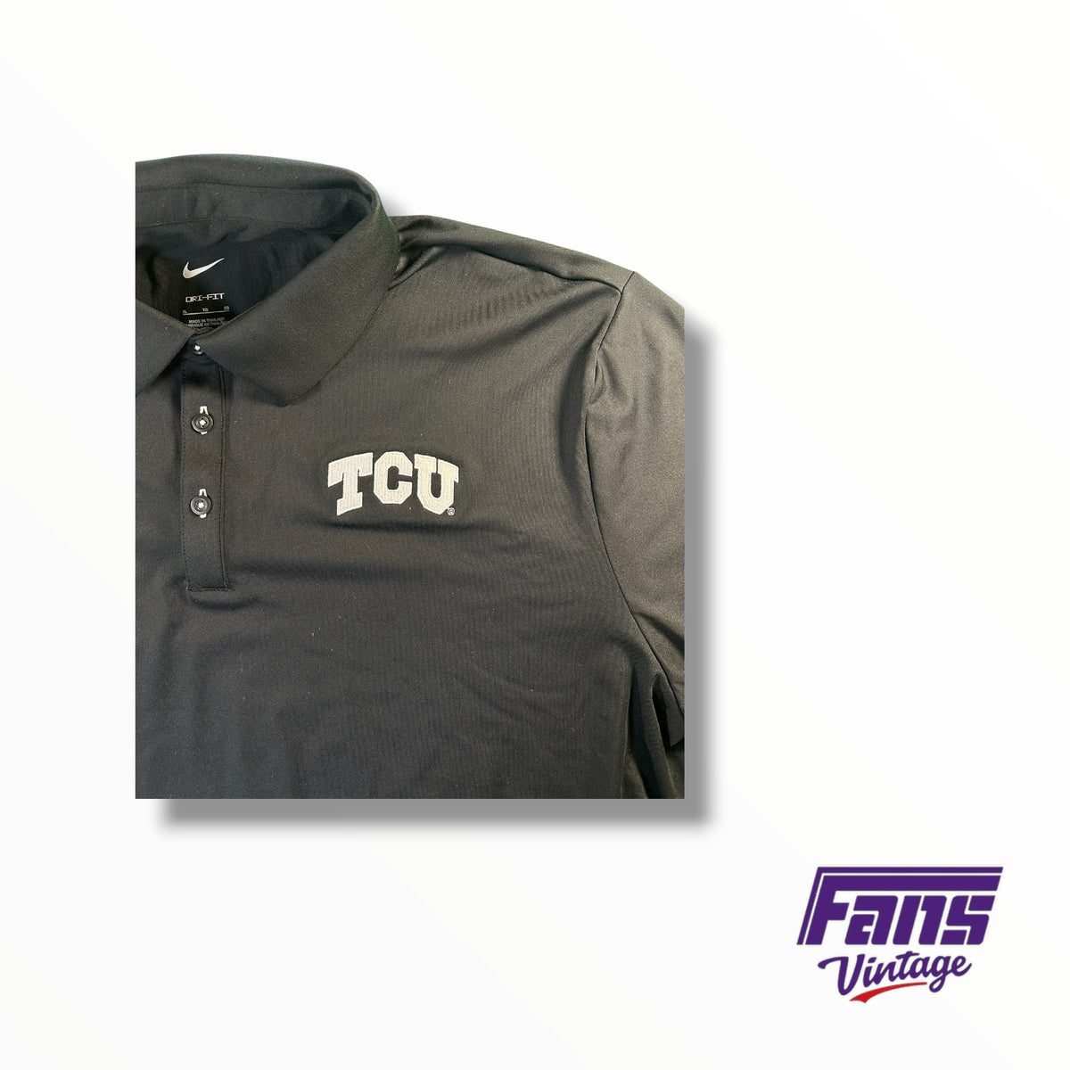TCU Team Issued Nike Premium Embroidered Blackout Sideline Polo