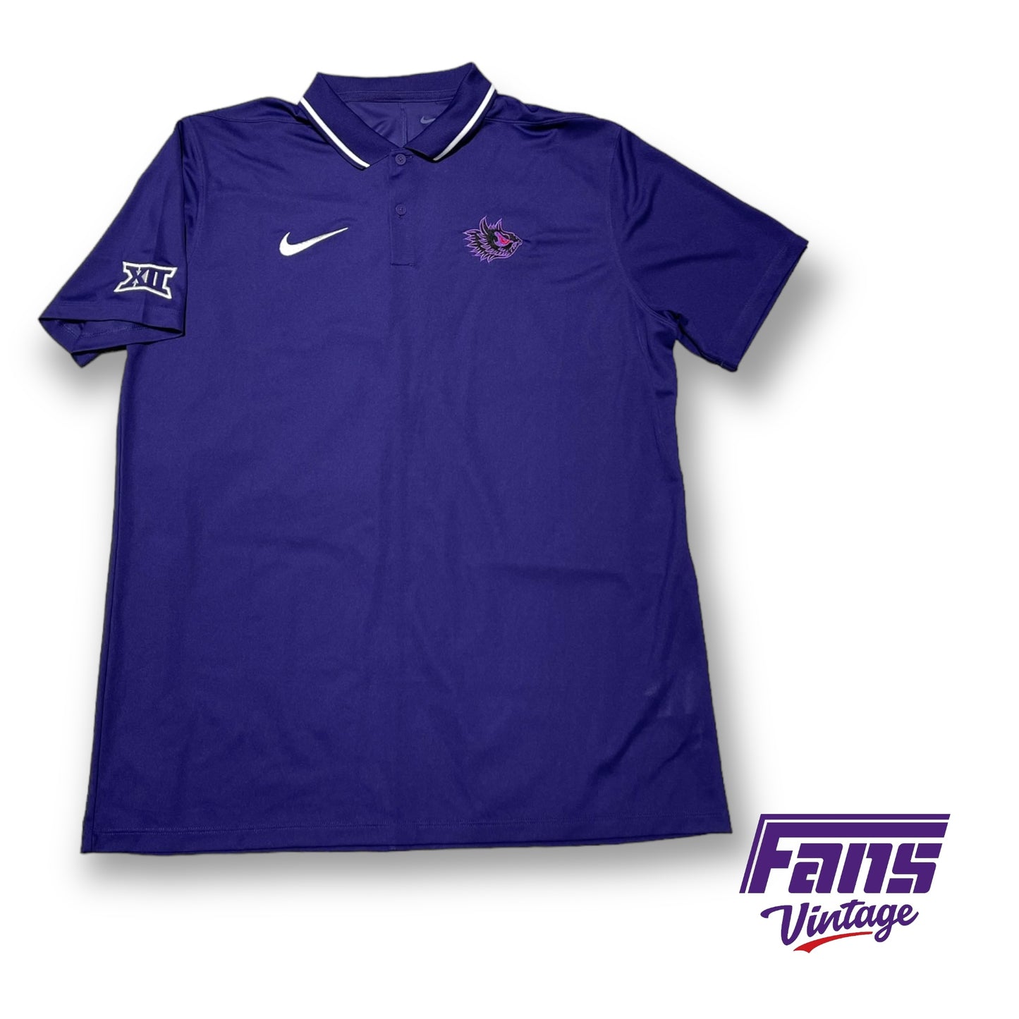 RARE! Nike TCU Football Team Issue Coach Polo - Throwback Frog Spit Blood Polo 2023 vs Baylor