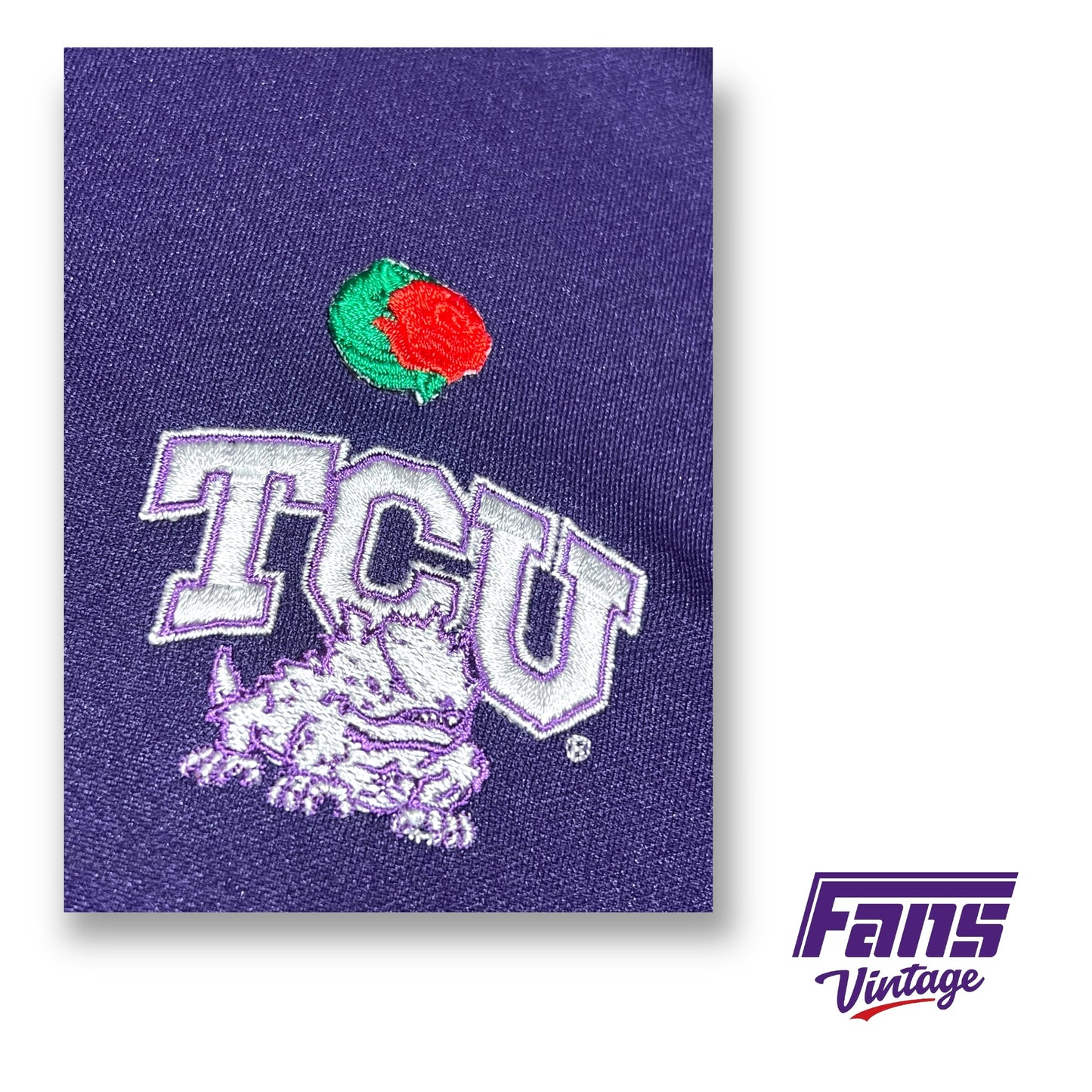 TCU Football Rose Bowl Commemorative Long Sleeve Polo with embroidered 3D Rose Patch