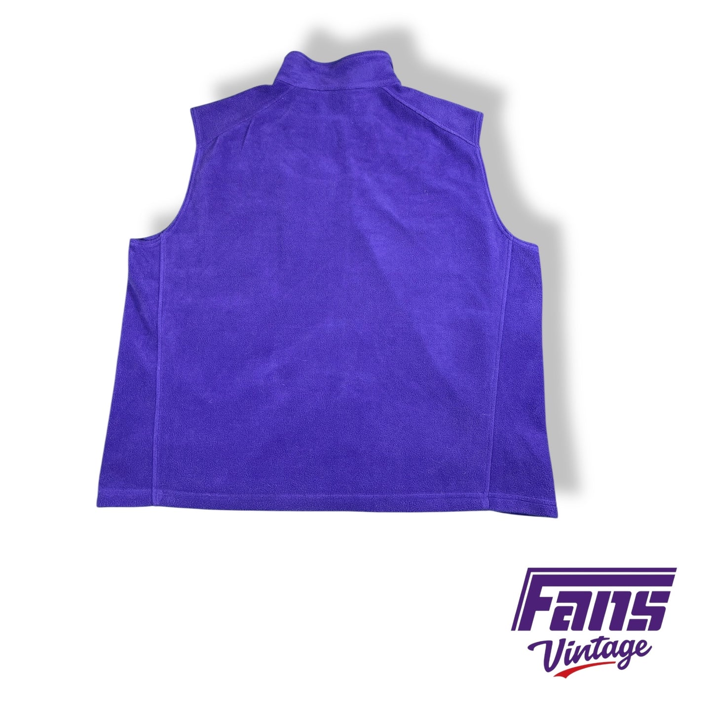 Purple TCU fuzzy Columbia full zip fleece vest