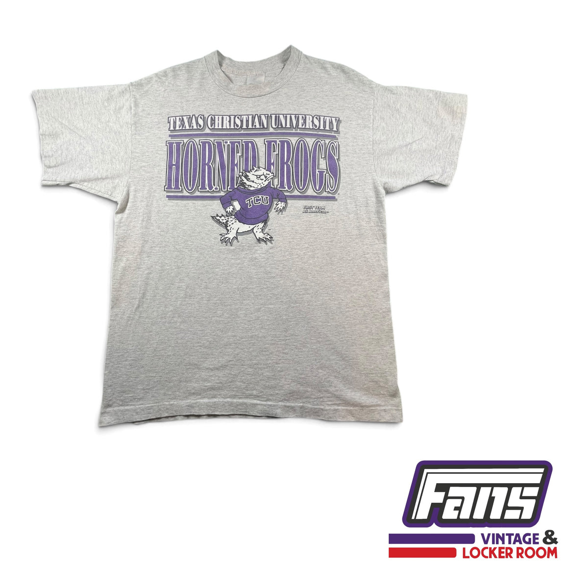 Vintage TCU Horned Frogs Sweater Frog Logo Gray T-Shirt