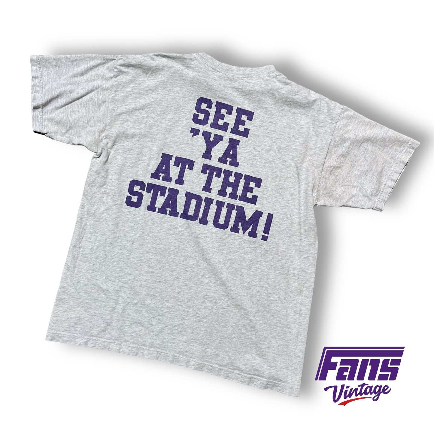 90s vintage TCU "See Ya At the Stadium" Double Sided Football Shirt