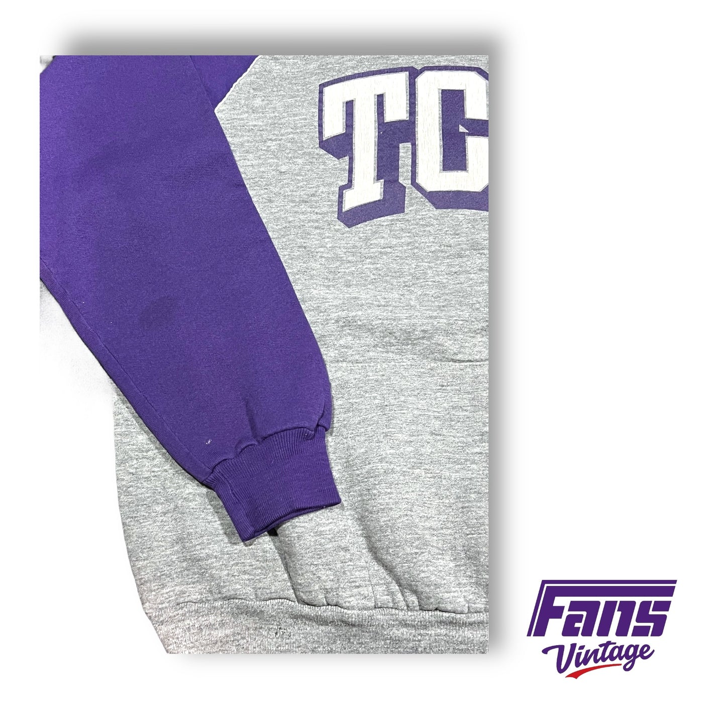 Vintage TCU Hoodie - 80s Baseball Style Raglan Stitch!