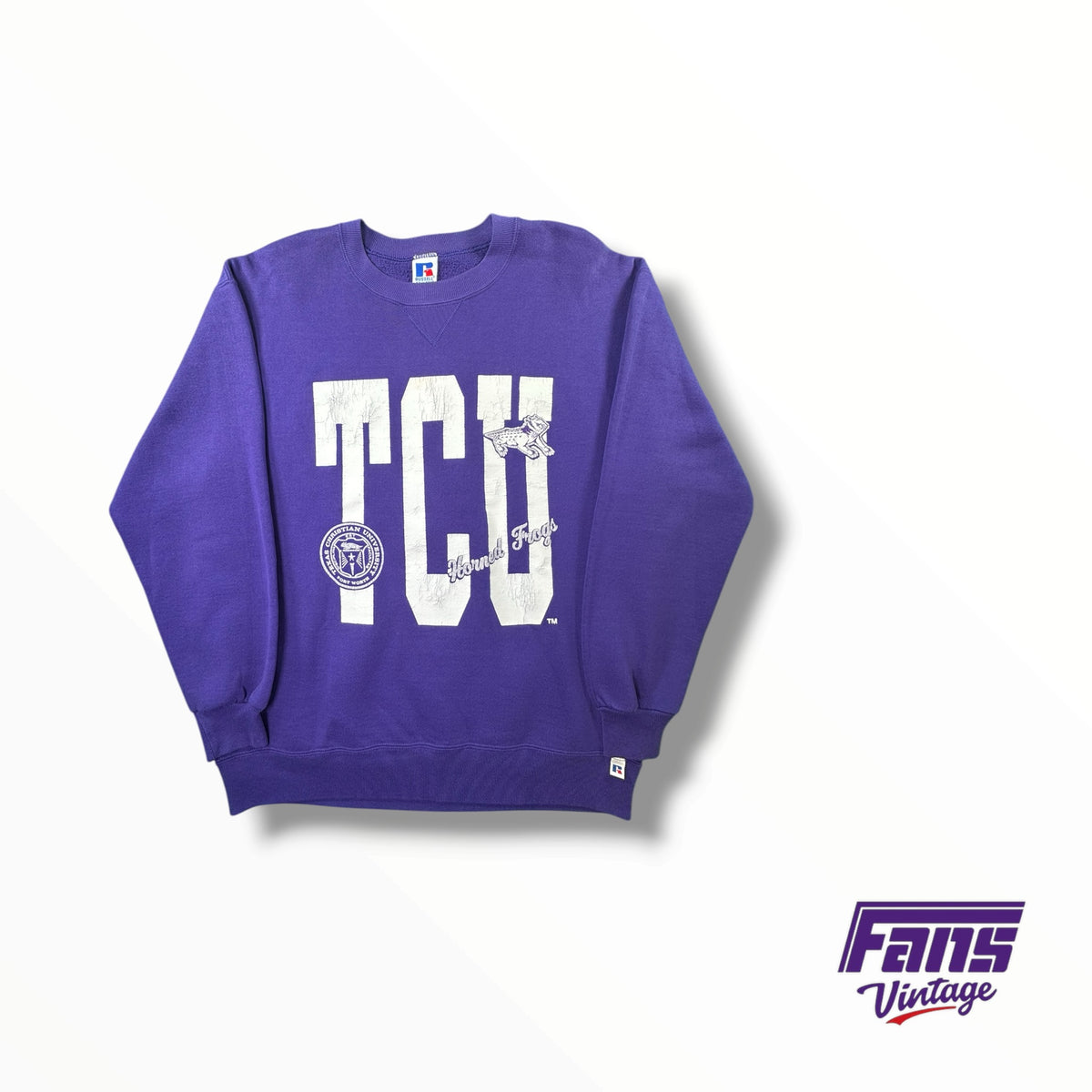 TCU Vintage Horned Frogs Crewneck Sweatshirt RARE Logos