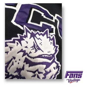 RARE - Vintage TCU Hoodie with insane double sided giant patch logos!