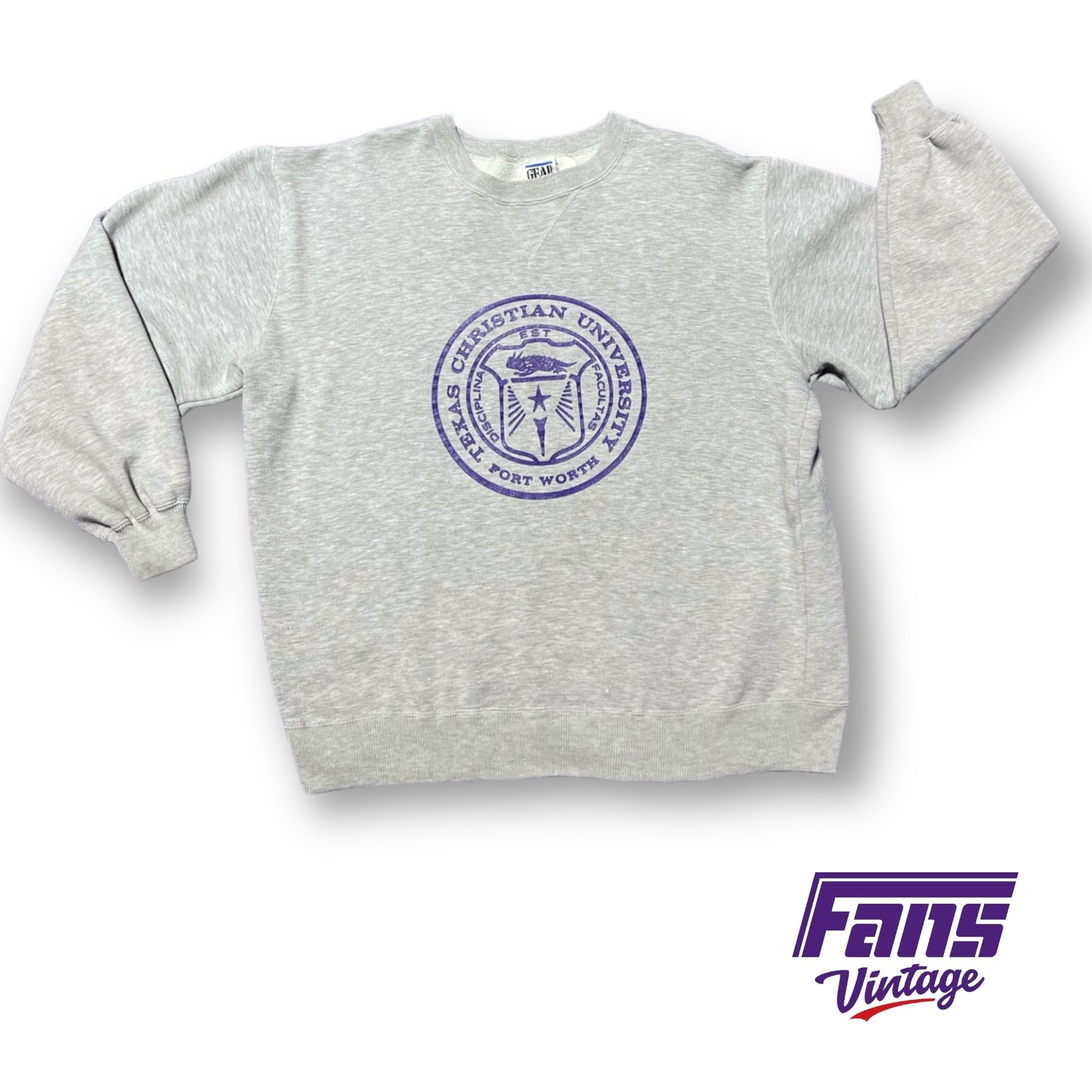 RARE - 90s Vintage TCU School Seal Logo Crewneck Sweater
