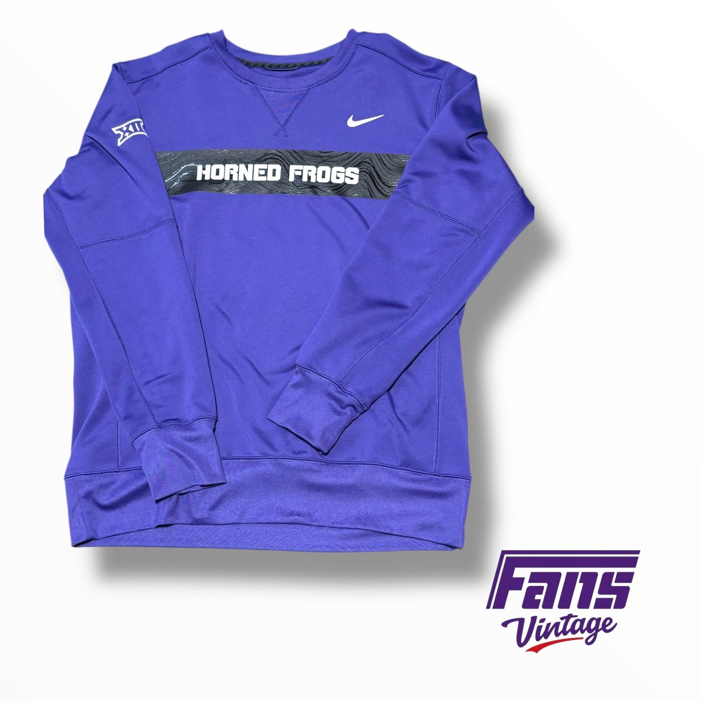 TCU Nike Team Issued Horned Frogs Crewneck Sweater with unique rubberized logo graphics