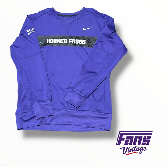 TCU Nike Team Issued Horned Frogs Crewneck Sweater with unique rubberized logo graphics