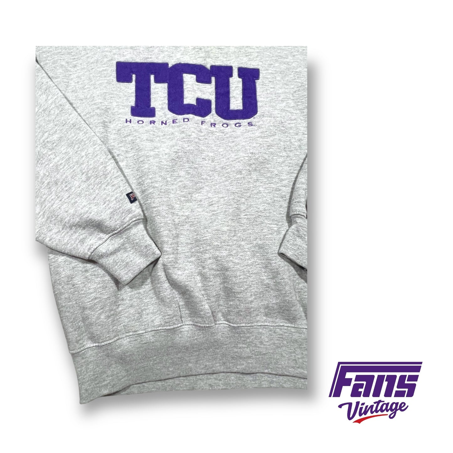 90s Vintage TCU Crewneck Sweater with awesome textured patch lettering!