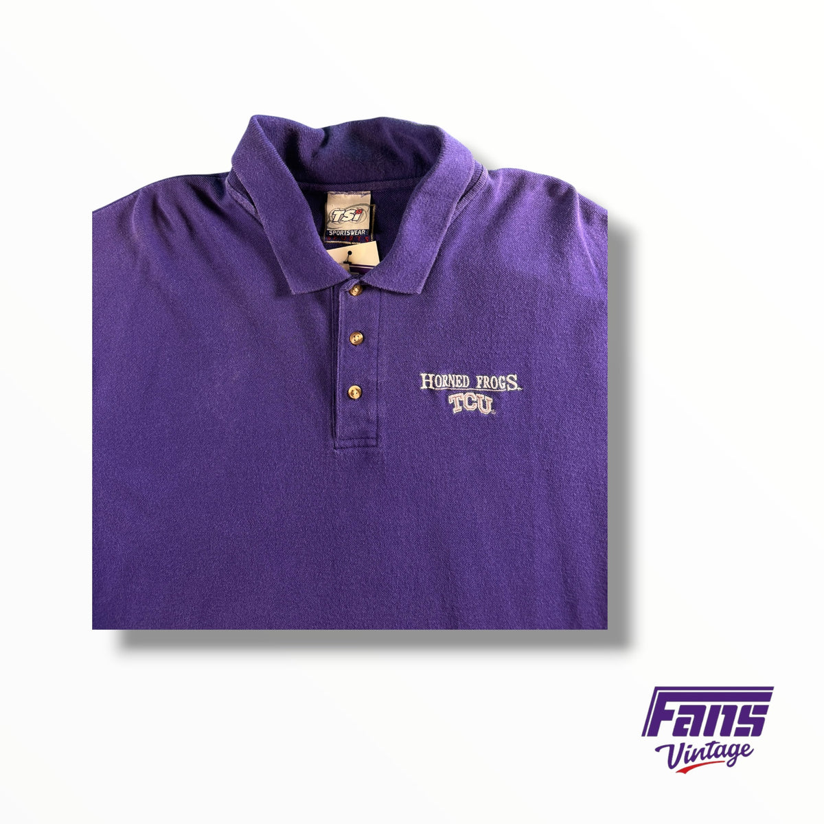 Vintage 90s TCU Embroidered Horned Frogs Polo