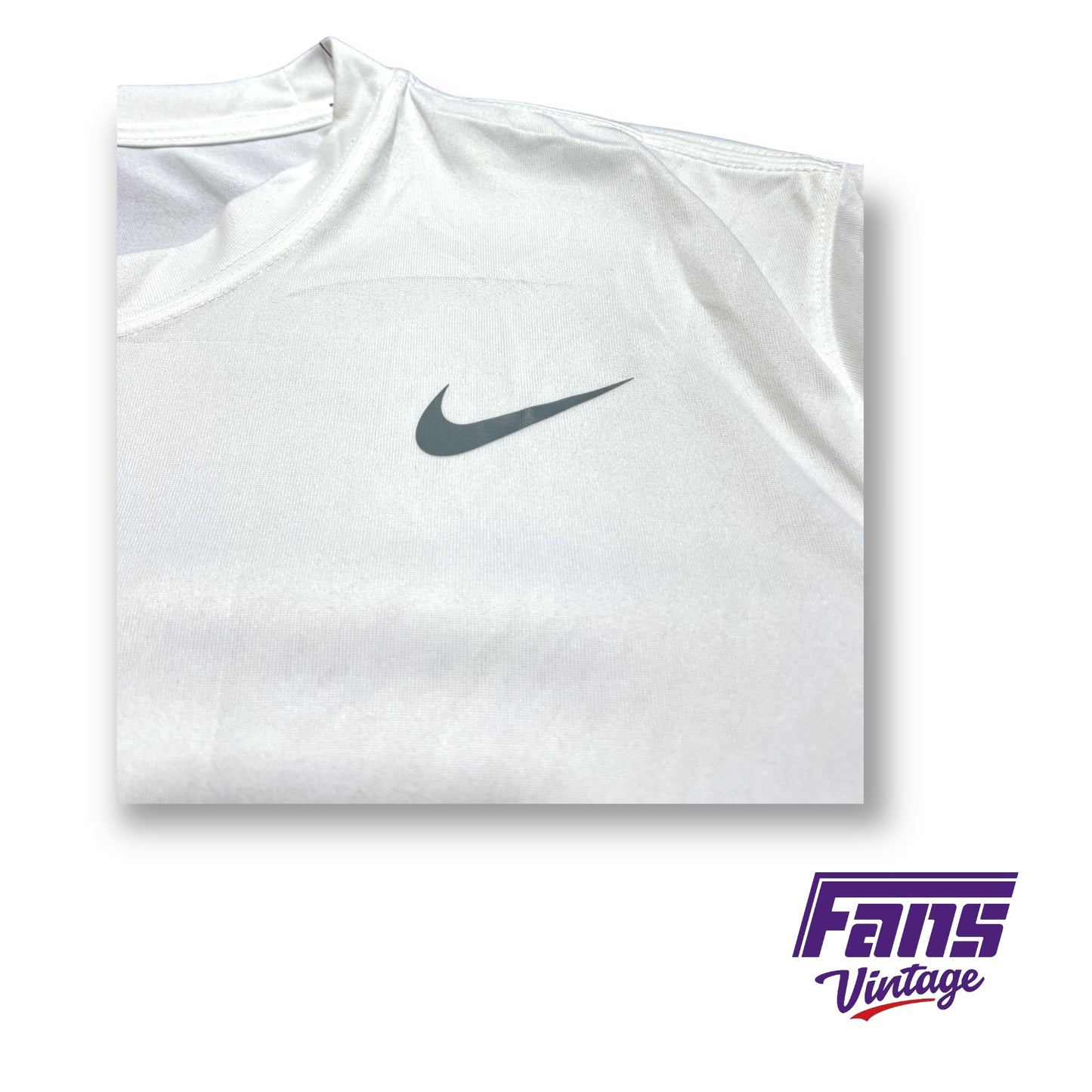 2023 TCU Team Issue Nike Drifit Long Sleeve Training Shirt - white with mini logos - Premium New Feather Light Moisturewicking Material!