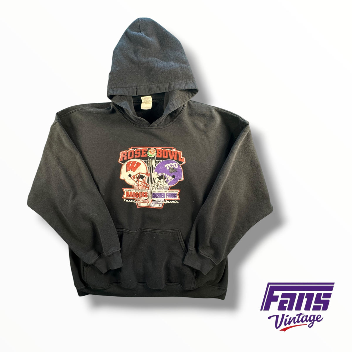Vintage TCU 2011 Rose Bowl Football Helmet Graphic Hoodie