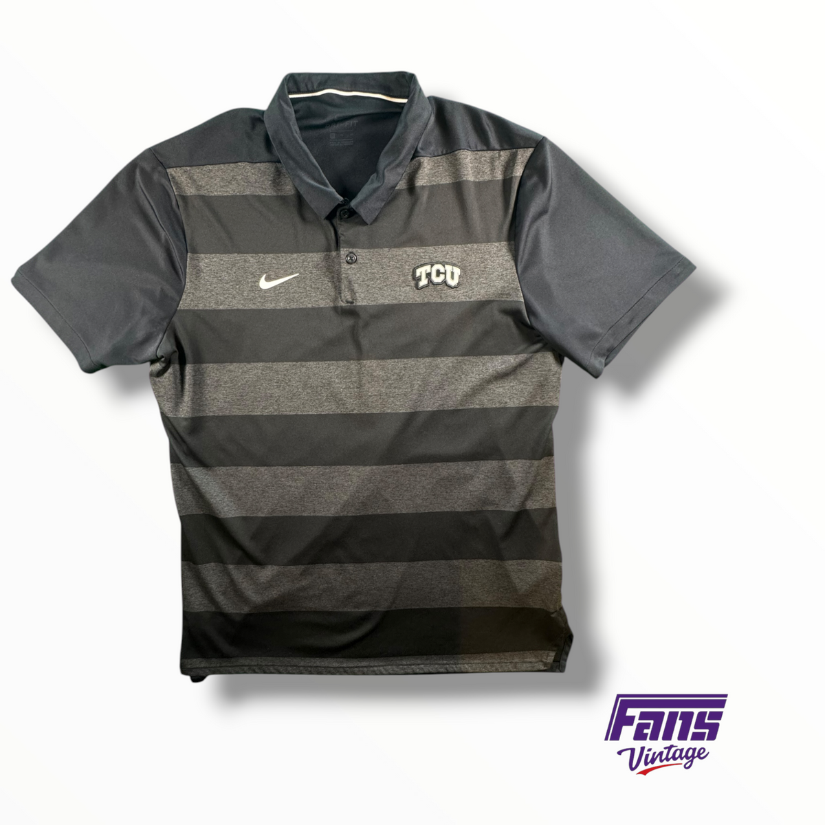 TCU Team Issued Nike Block Striped Blackout Polo