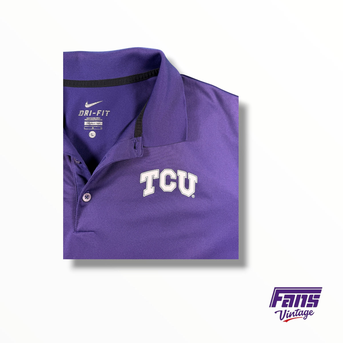 TCU Team Issued Nike Drifit Polo with outline logo