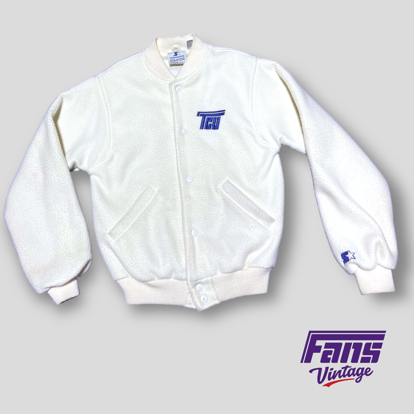 GRAIL - Incredible Vintage Flying T Embroidered TCU Bomber Jacket - Starter Brand!