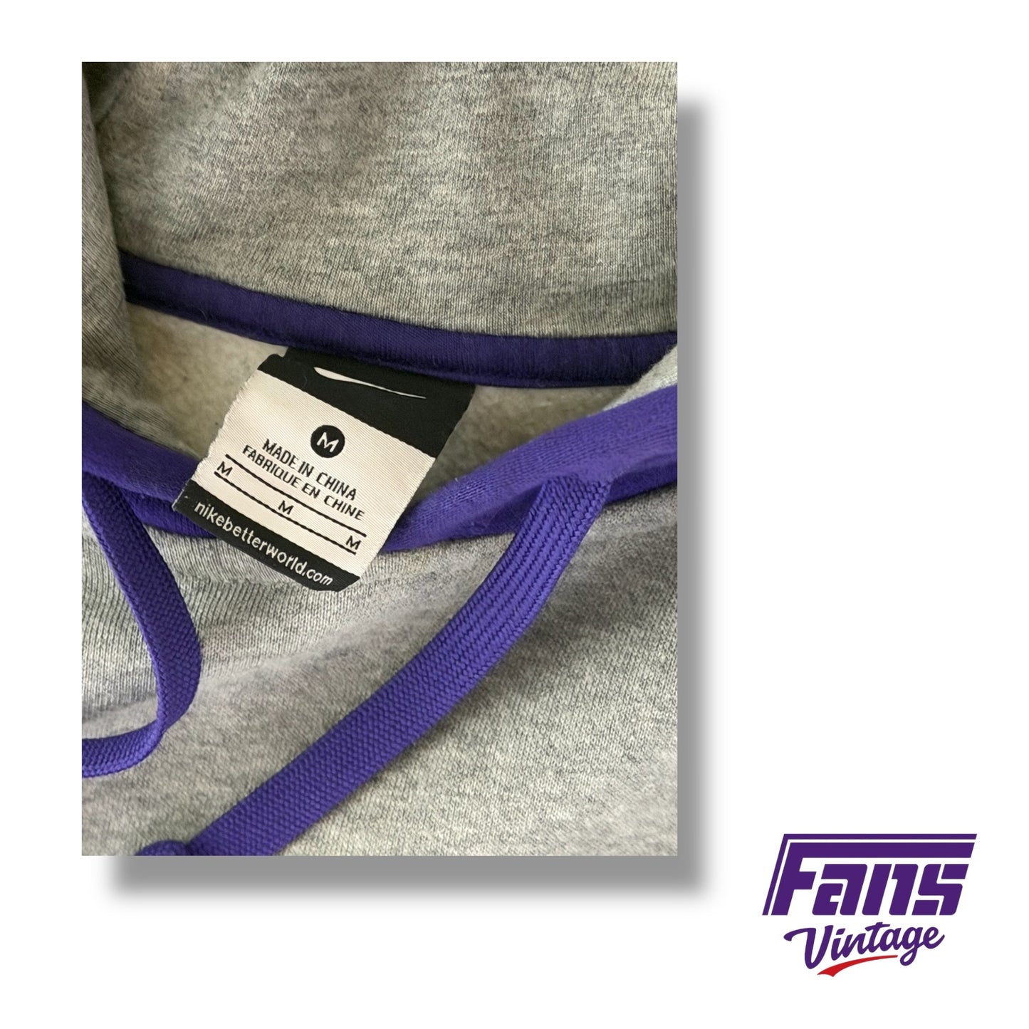 Sick TCU Vintage Y2K Era Nike Team Issue Hoodie with Frogskin Stripe and Raised Chenille Stitch TCU Patch Logo