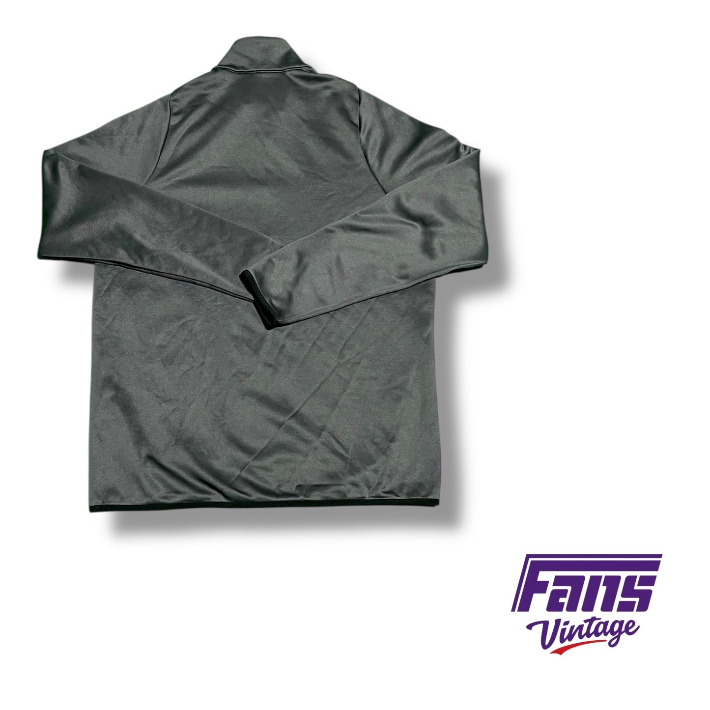 TCU team issued athracite grey 1/4-zip pullover with embroidered logo and fleece lining