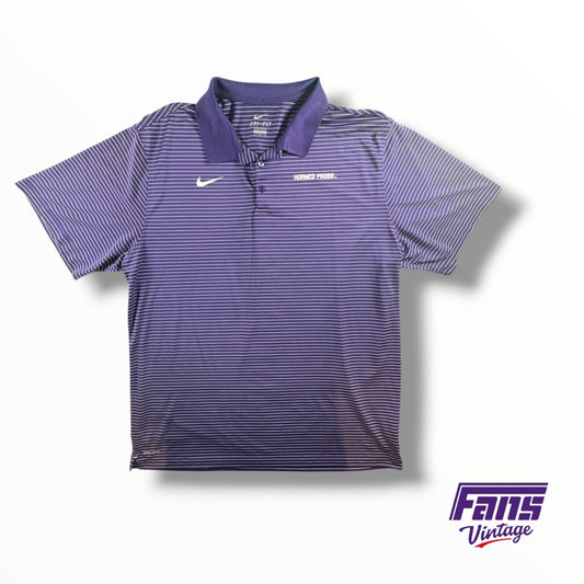 TCU Team Issued ‘Horned Frogs’ Logo Striped Dry Fit Nike Polo