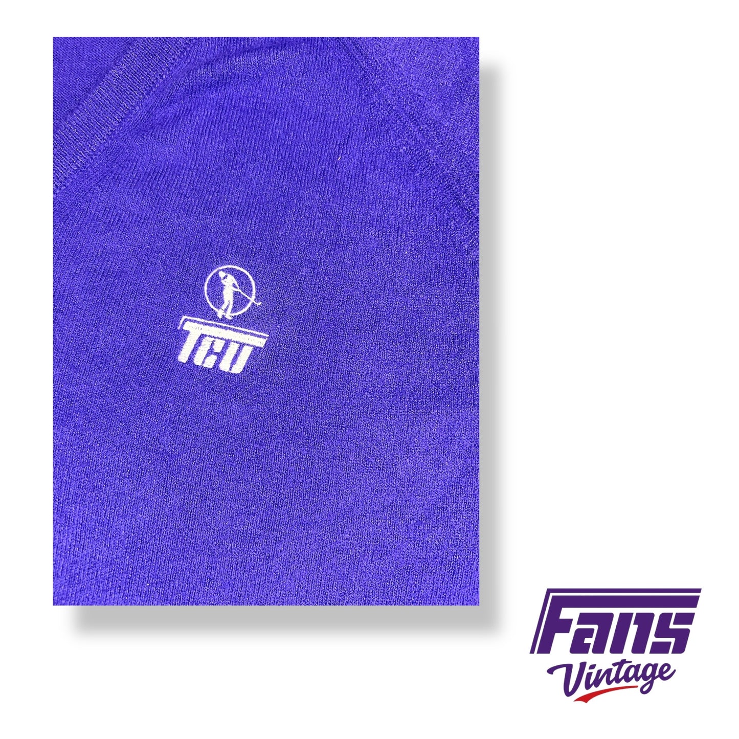 TCU Vintage Horned Frog Classic Golf V-Neck Sweater with embroidered logos