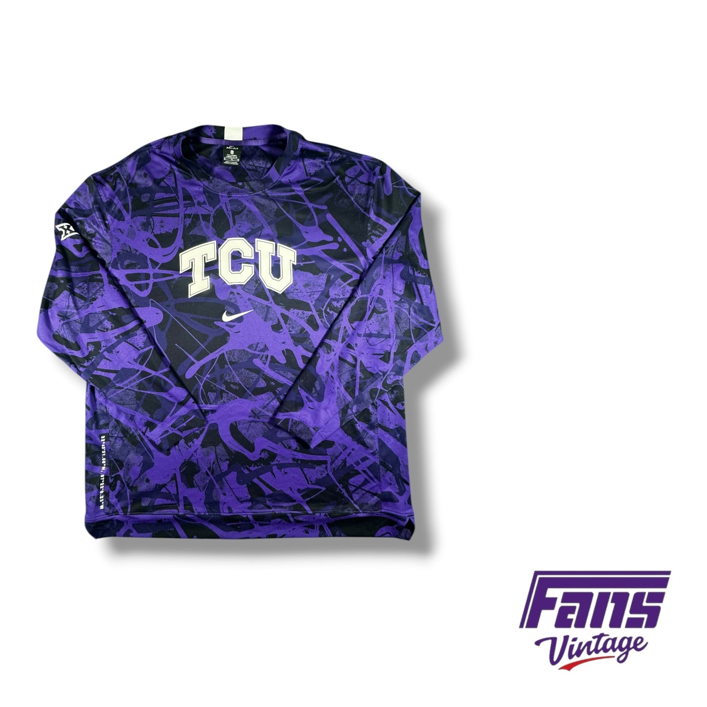 TCU Nike Team Issued Premium Warmup Shirt in sick splatter camo design