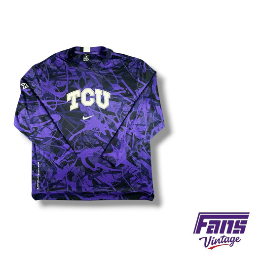 TCU Nike Team Issued Premium Warmup Shirt in sick splatter camo design