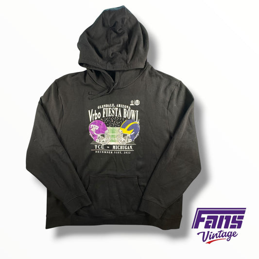 TCU Football 2022 Vrbo Fiesta Bowl Michigan Helmet Crash Black Hoodie