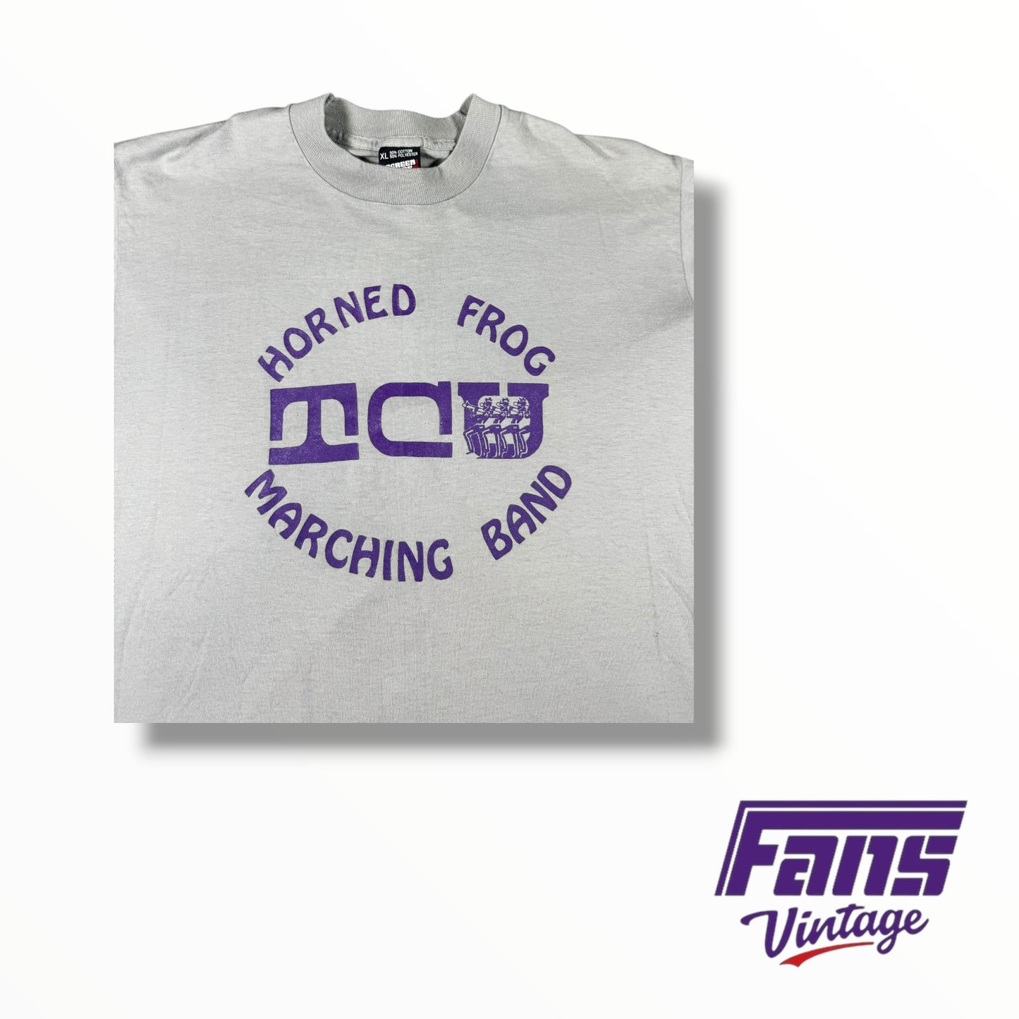 Vintage 80s TCU Marching Band Single Stitch Tee with Centennial Logo