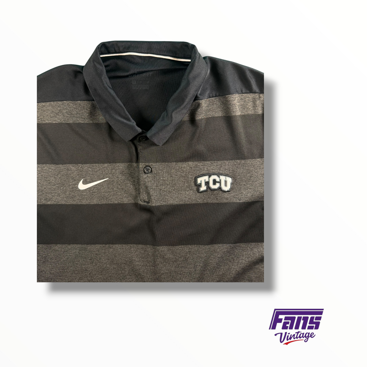 TCU Team Issued Nike Block Striped Blackout Polo