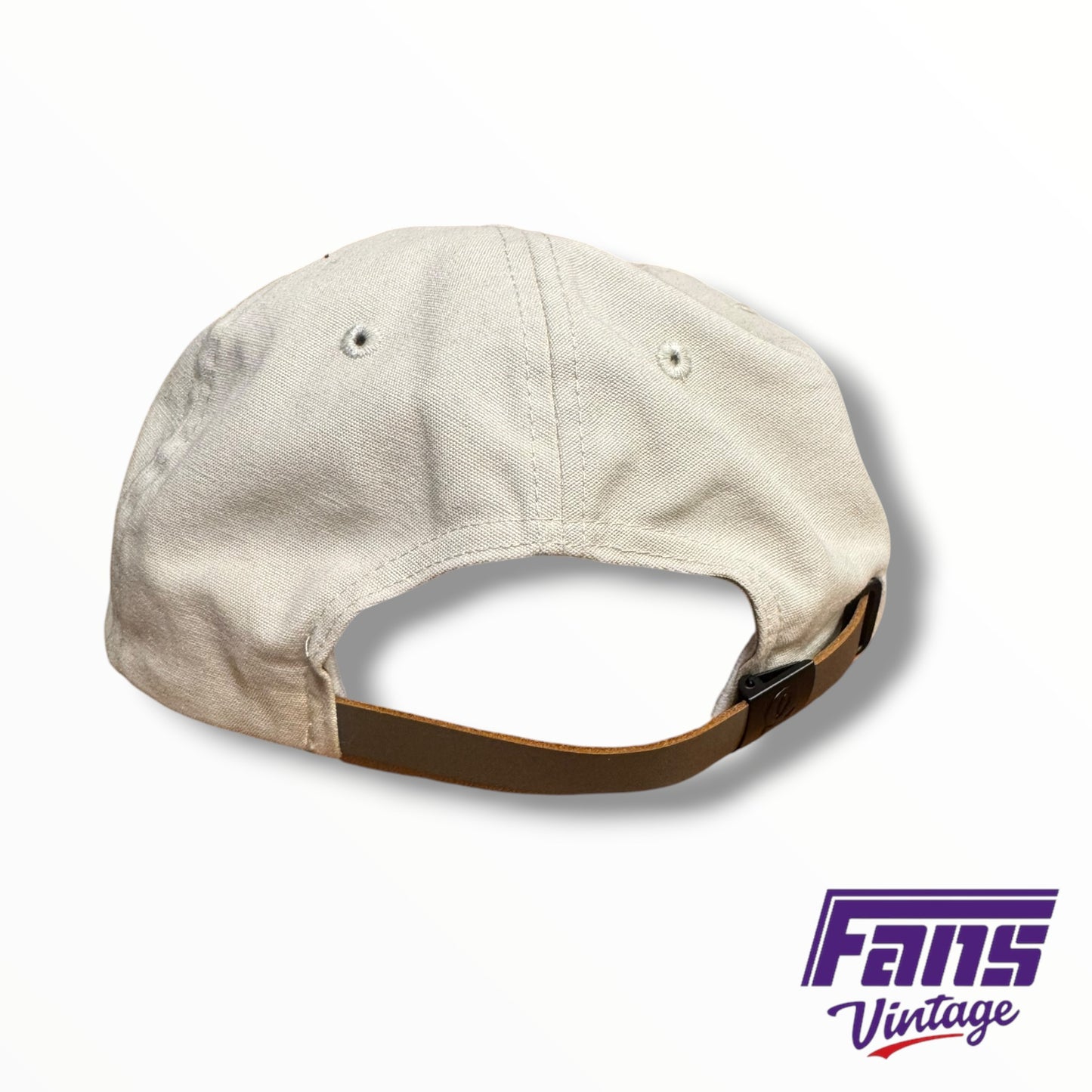 TCU Baseball Coach Custom Imperial Golf Style Off-White Frogs Script Strap-Back Hat