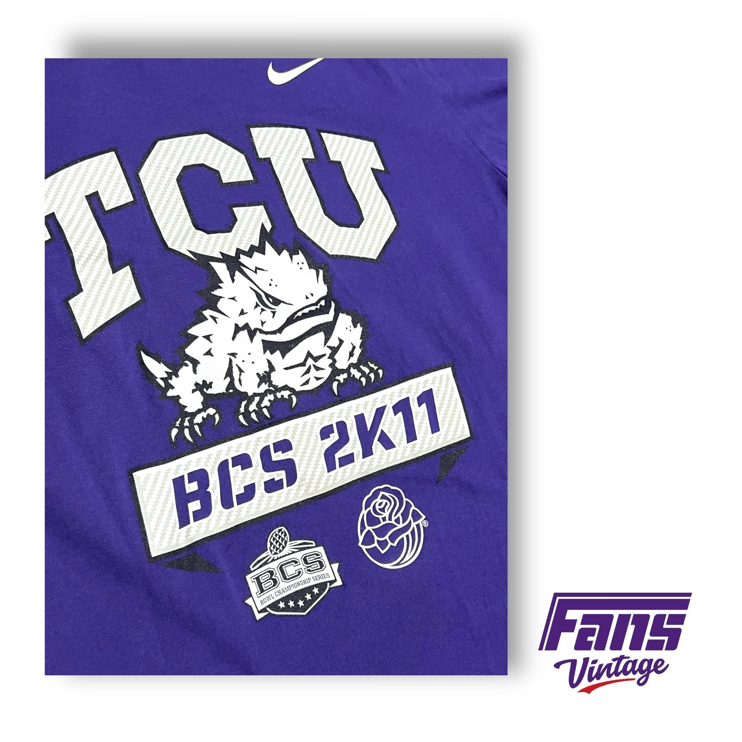 RARE! Nike TCU Rose Bowl BCS 2K11 Tee