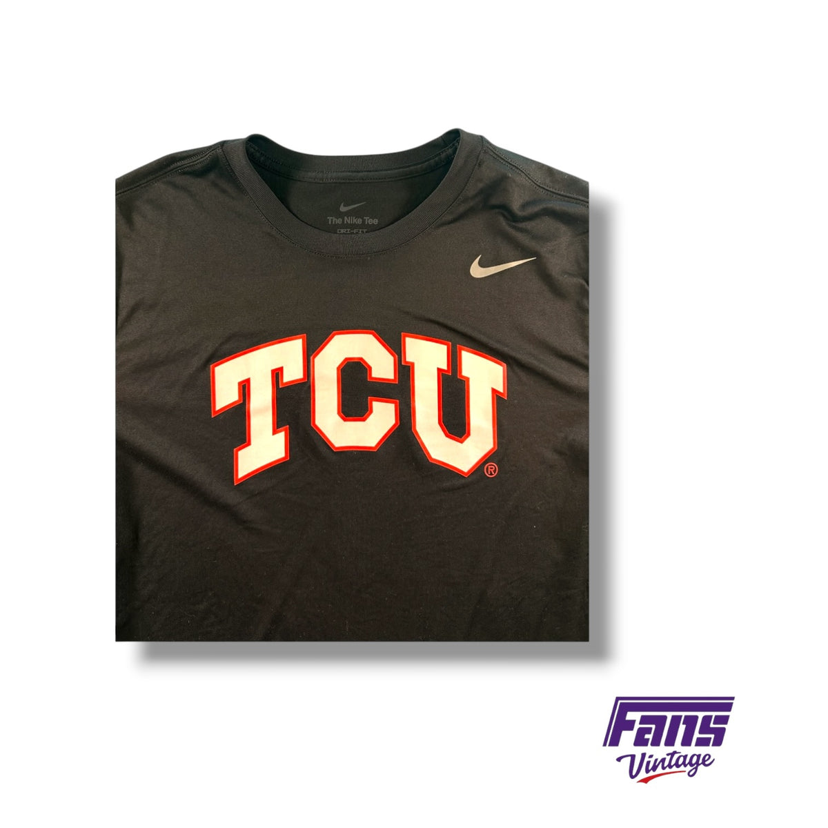 TCU Team Issued Nike DriFit Tee with Unique Spit Blood Whiteout Logo