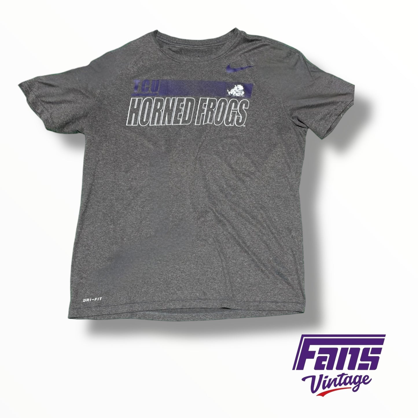 TCU Nike Team Issued Horned Frogs Static Gray Drifit Training Shirt