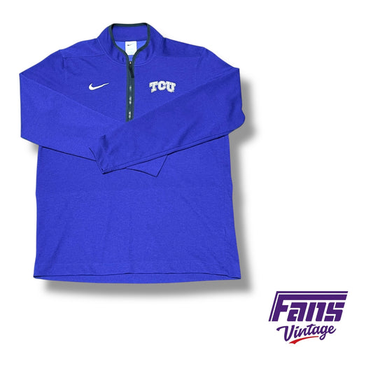 TCU Nike Coach Issue Soft and Fuzzy Purple Quarter‑Zip Pullover