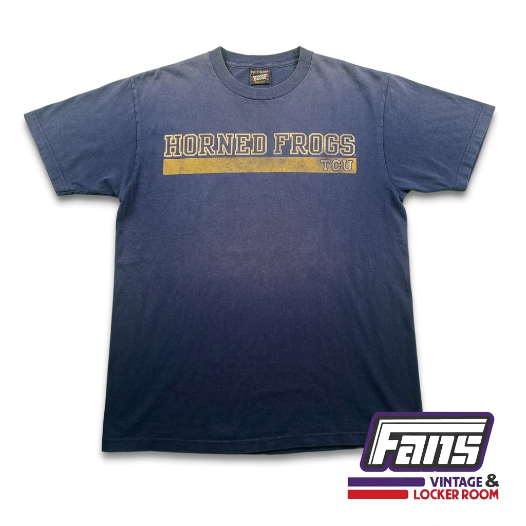Vintage TCU Y2K Horned Frogs Faded Navy T-Shirt