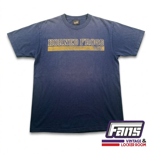 Vintage TCU Y2K Horned Frogs Faded Navy T-Shirt