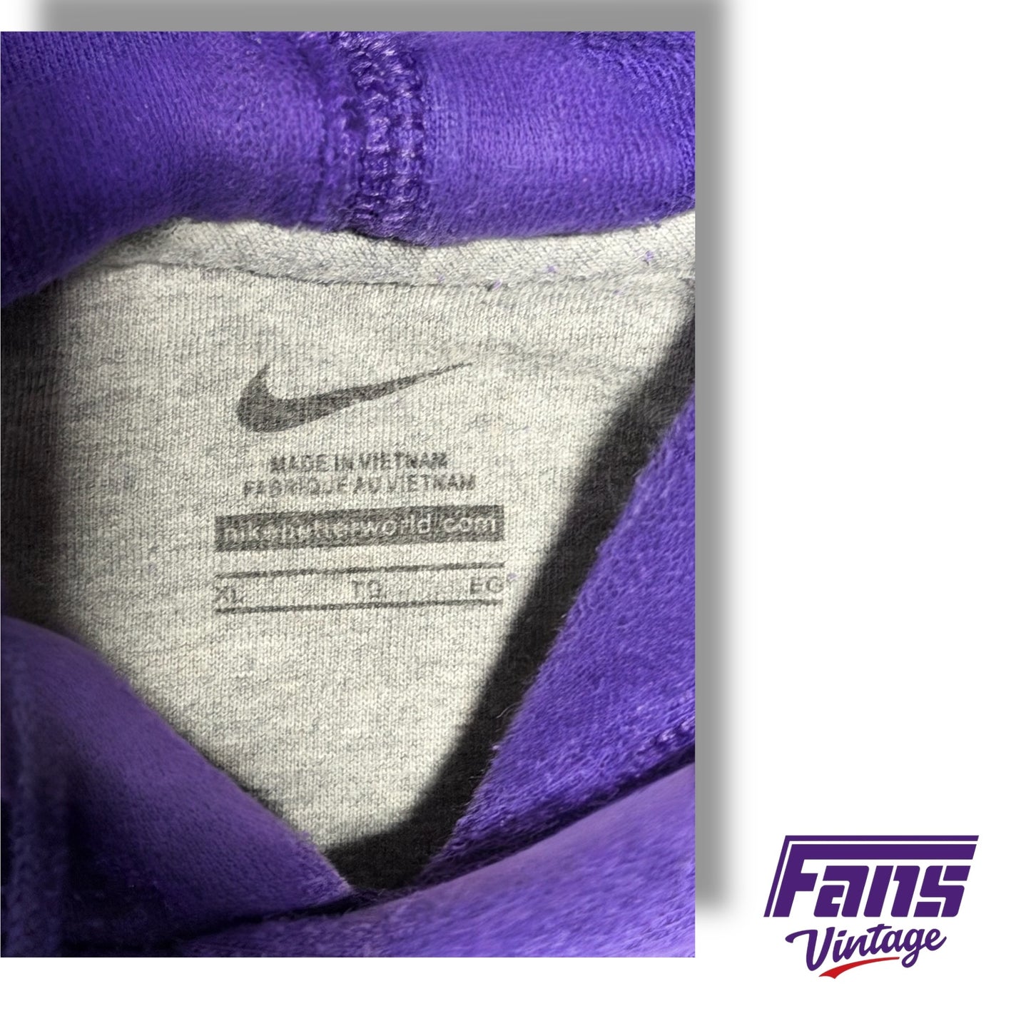 Vintage TCU Y2K Era Nike Center Swoosh Team Issued Hoodie with Premium Details