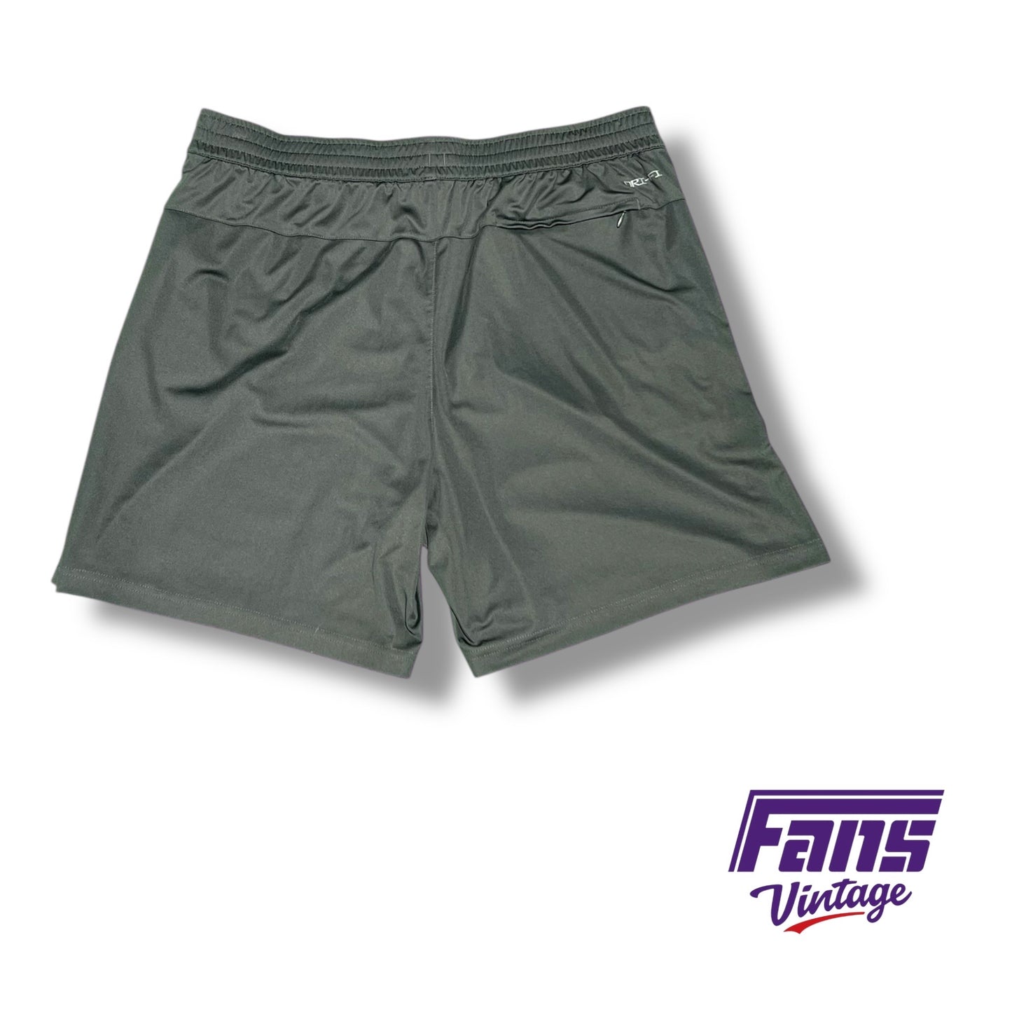 TCU team issued grey and purple Nike drifit training shorts