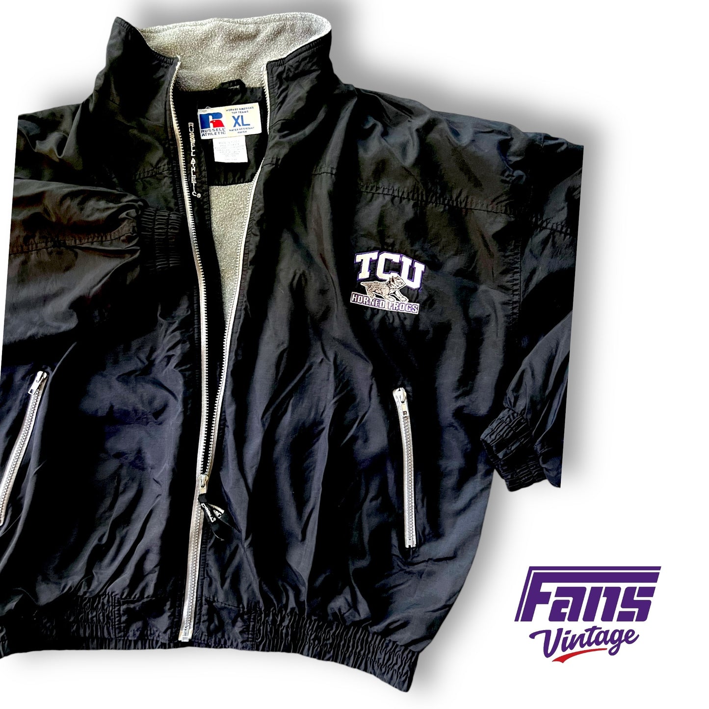 Throwback Vintage Look Russell TCU Zip Up!