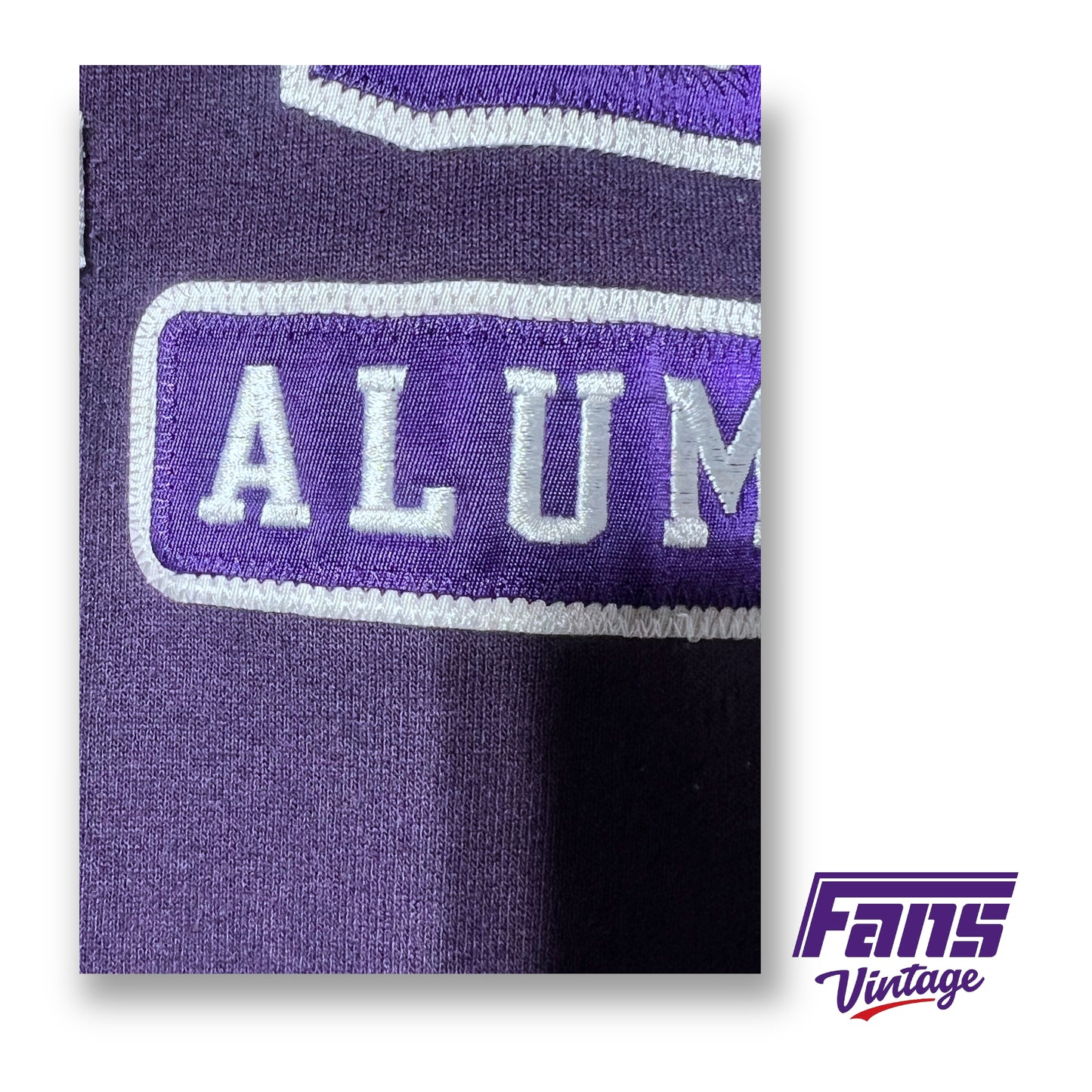 90s Vintage TCU Alumni Crewneck Sweater - Beautiful Purple Satin logo patches!