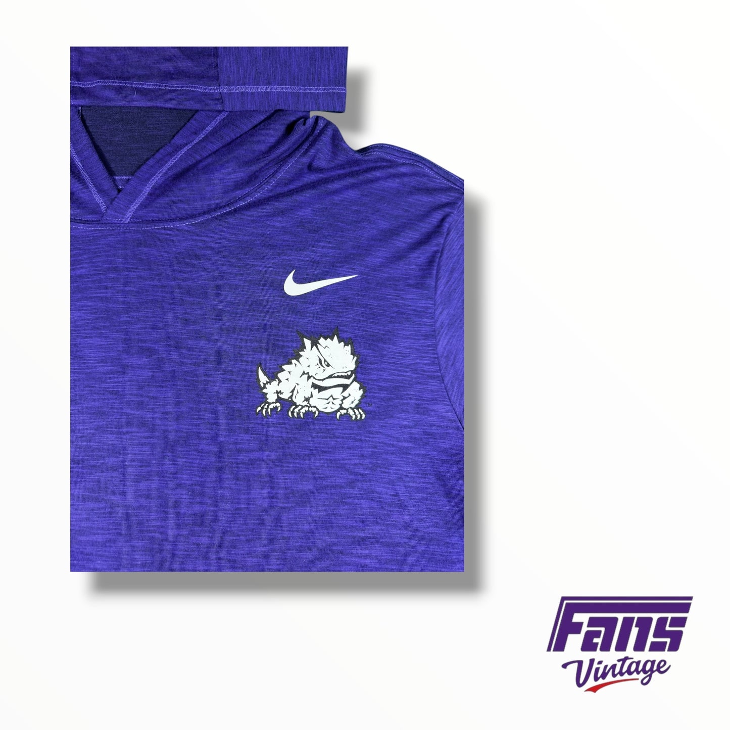 TCU Football Nike Team Issued Hooded Long Sleeve Shirt with sick sleeve details