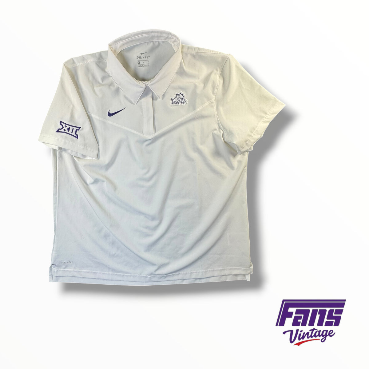 TCU Team Issued Nike On-Field Matte Whiteout Dri-Fit Polo