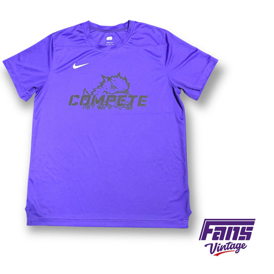 TCU Football Player Exclusive Custom Nike Dri-Fit Training Shirt with “COMPETE” Slogan - Team Issued